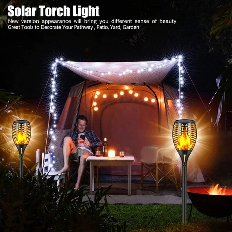 12LED Solar Flame Torch Light – Waterproof Flickering Outdoor Garden Lamp (1-12PCS)